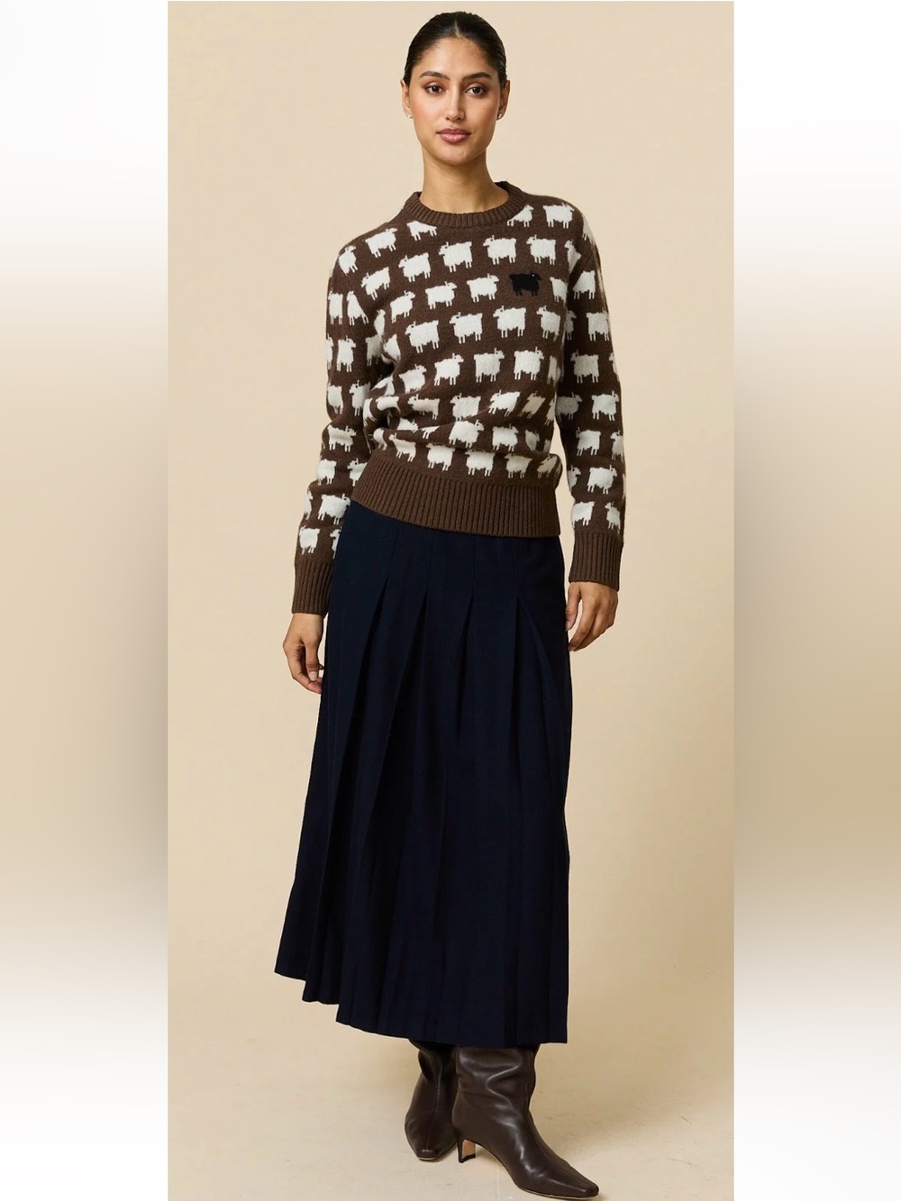 NEW Rowing Blazers Warm and Wonderful Oversized Wool Sheep Sweater Brown Large - Picture 9 of 9